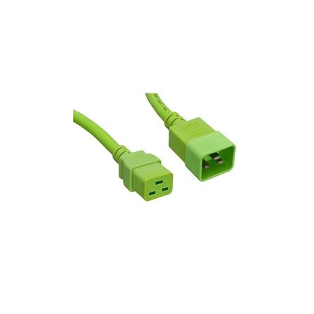 Cable Wholesale Heavy Duty Server Power Extension Cord, Green, C20 to C19, 12AWG/3C, 20 Amp, 6 foot 10W3-41206GN